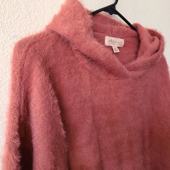 Philosophy US Women's Size 1X Hooded Eyelash Sweater Mountain Rose NEW - Picture 2 of 11